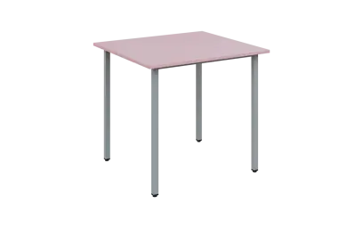 JSB 80N Jídelní stůl 800 x 800 mm, deska pastelově růžová / podnož stříbrná